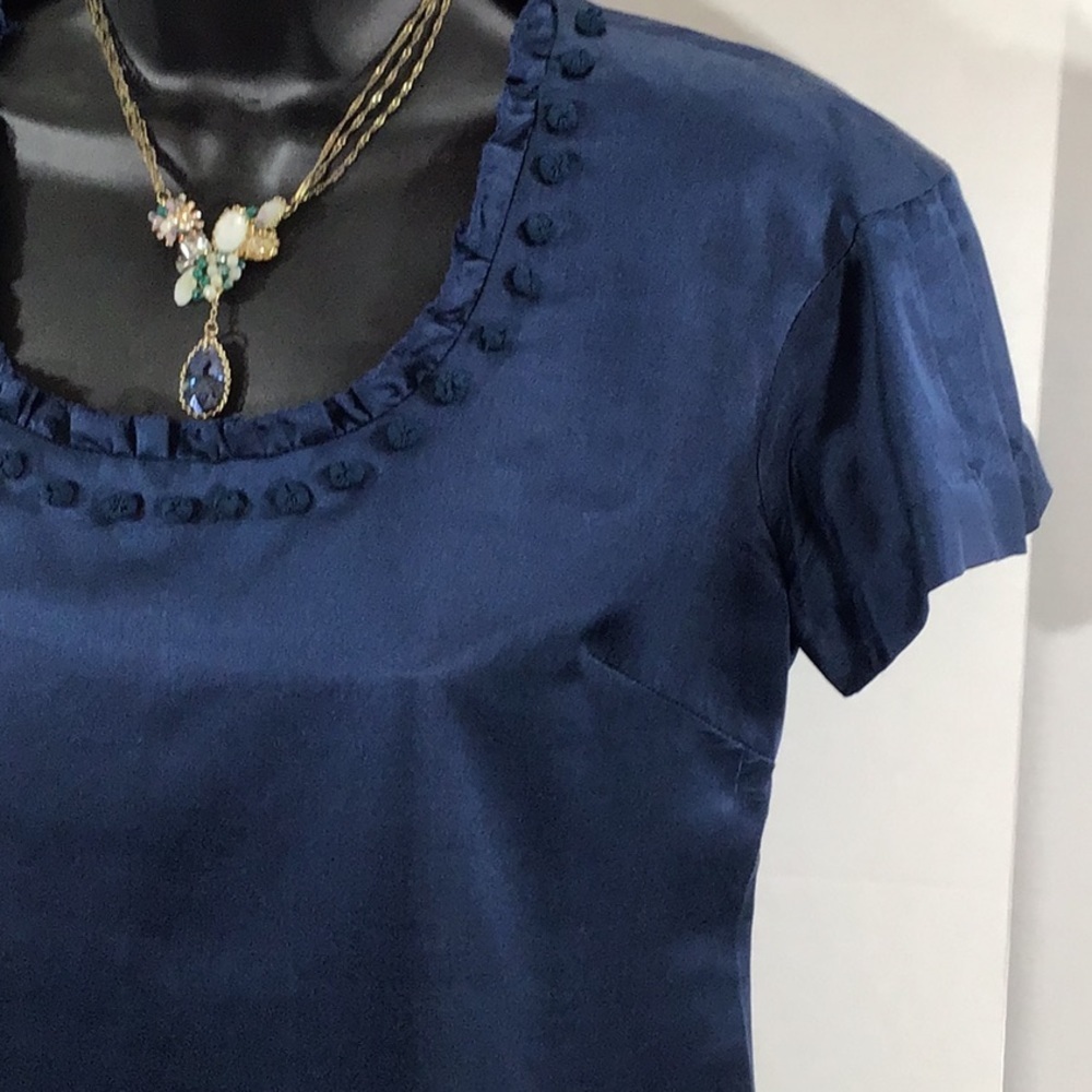Lela Rose blue silk sheath dress 2